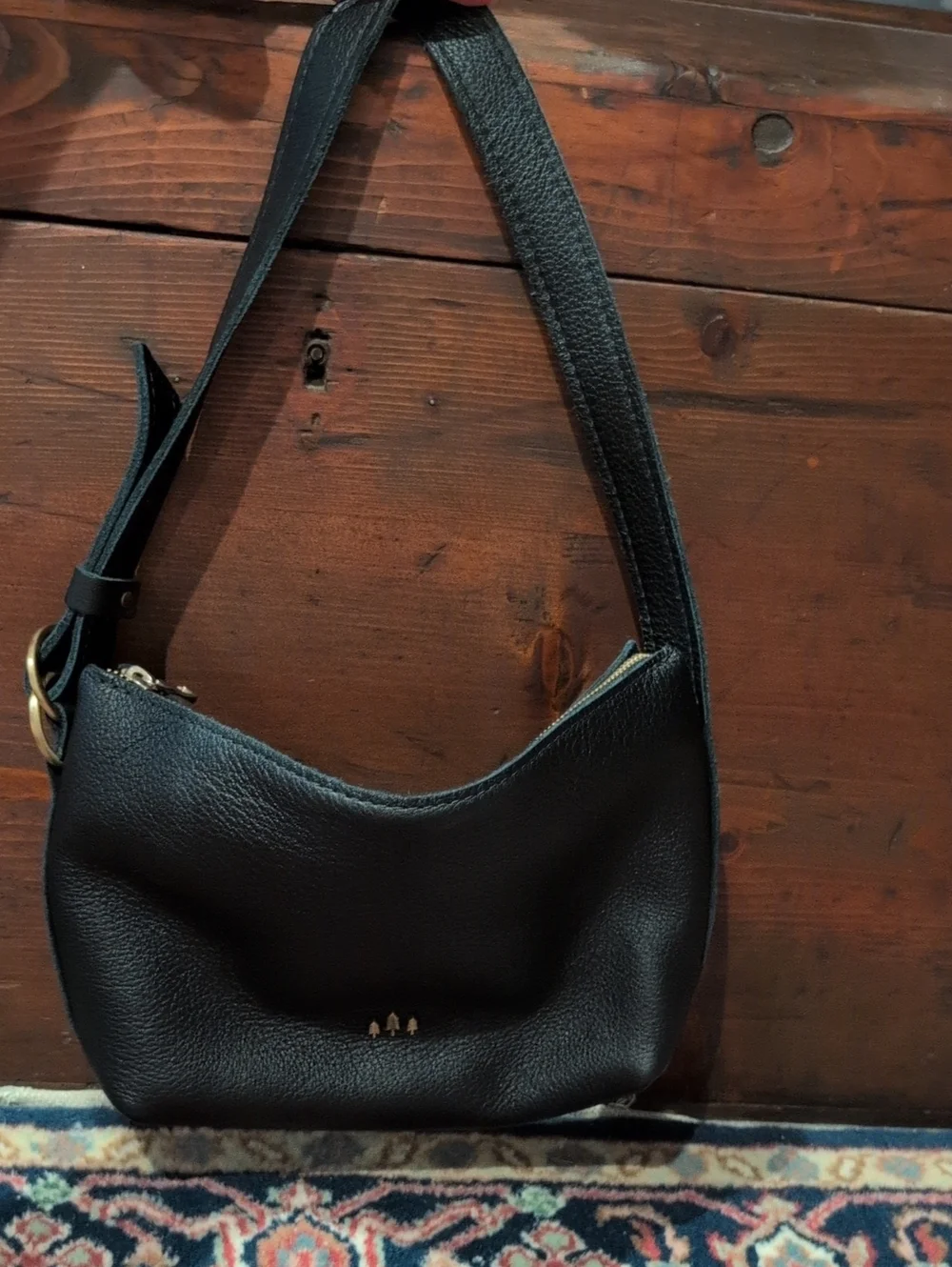 Small Slouchy Bag By Portland Leather Goods In Pebbled Black Leather - Picture 3 of 14